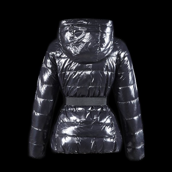 Moncler Moda nero con cappuccio e cintura Slim Cappotti uscita